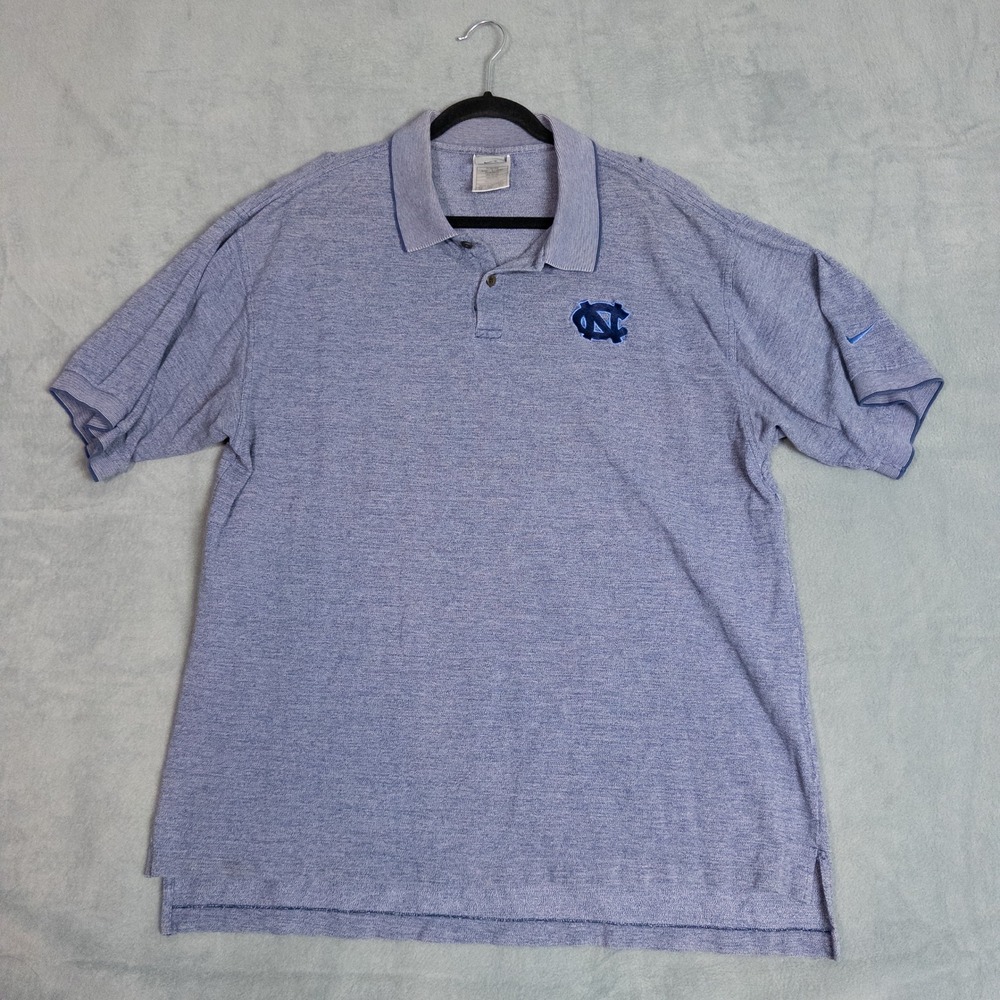 Nike Polo Shirt Mens XXL Blue Excellent Vintage UNC Tar Heels Team Sports Cotton